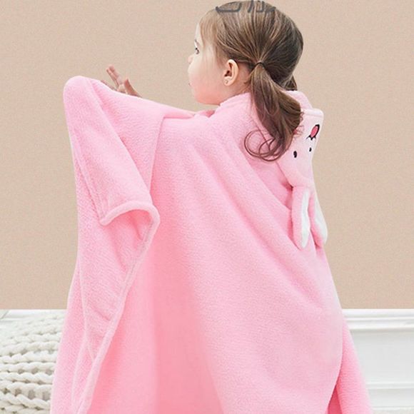 Pink Bunny Plush Kids Blanket Bath Robe Towel - Picture 2 of 7